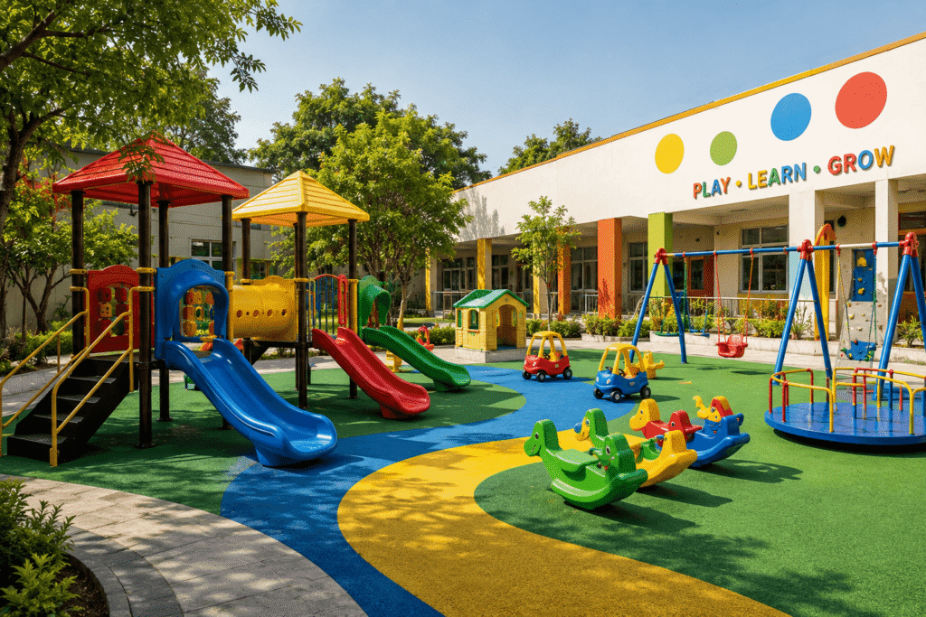 The Complete Preschool & Nursery School Play Solution: Everything You Need Under One Roof for a Safe, Fun & Future-Ready Learning Environment 4 Outdoor playground installation for nursery school